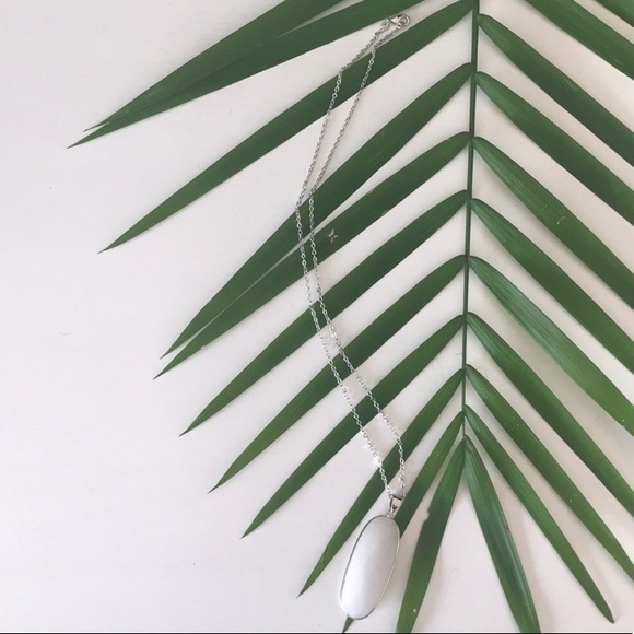 Faceted Genuine White Quartz Pendant Necklace - Picture 3 of 4